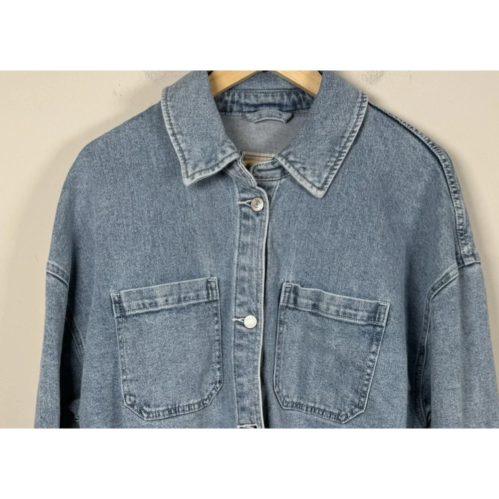 Abercrombie & Fitch Oversized Denim Shirt Jacket Shacket Light Wash Extra Large - Picture 2 of 9